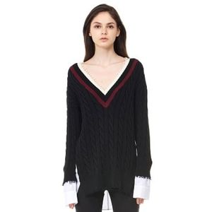 T by Alexander Wang sweater Bi-layered Cable Knit V neck Two-fer Oversized